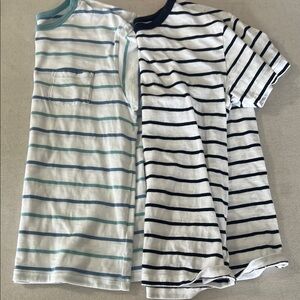 Crewcuts Striped Short-Sleeve Tees - White with Blue & Mint Stripes